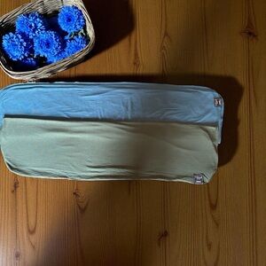 Milkmaid Goods slate blue olive green swaddle blankets.
